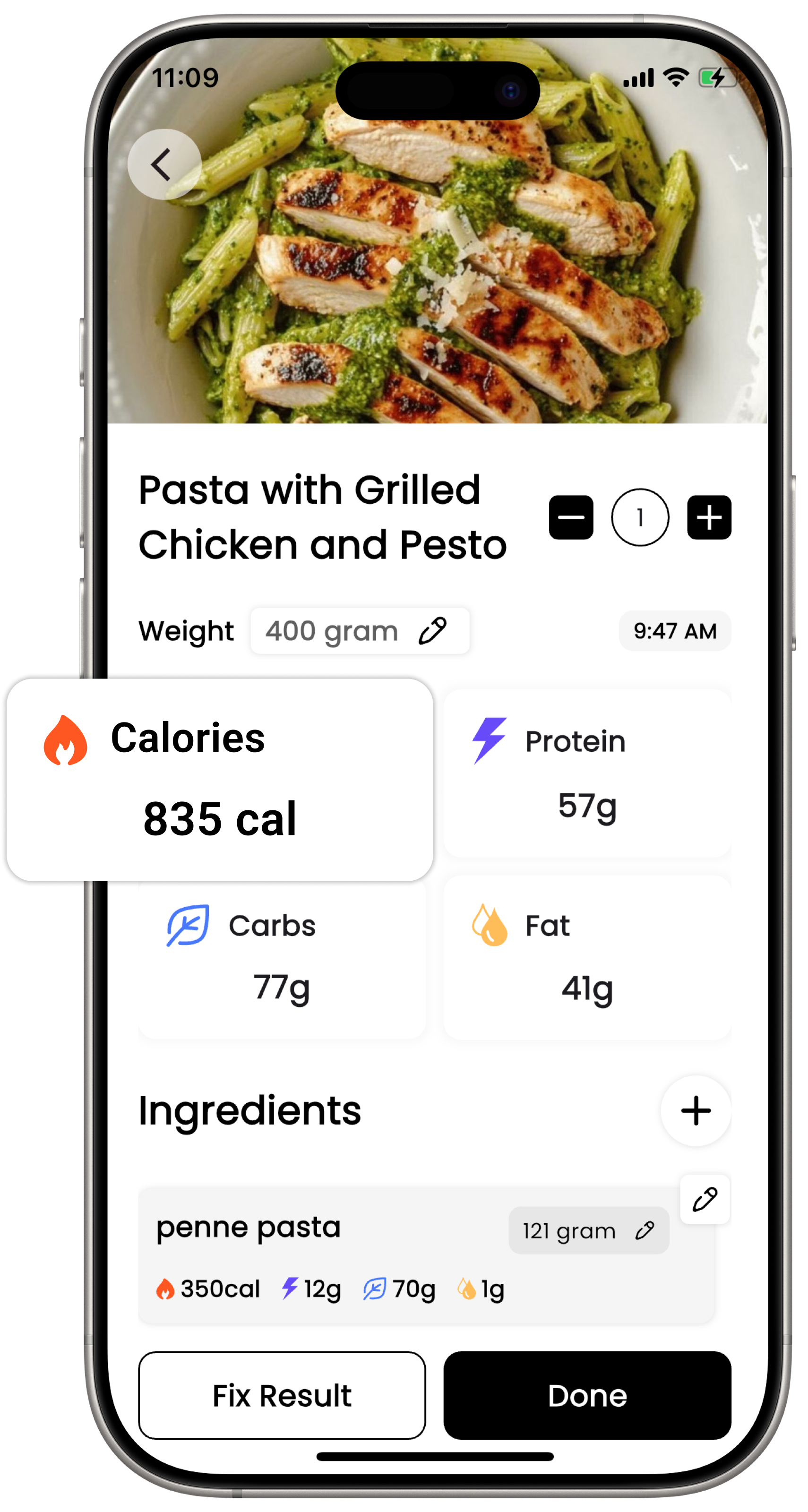 EasyCal AI Weight Feature